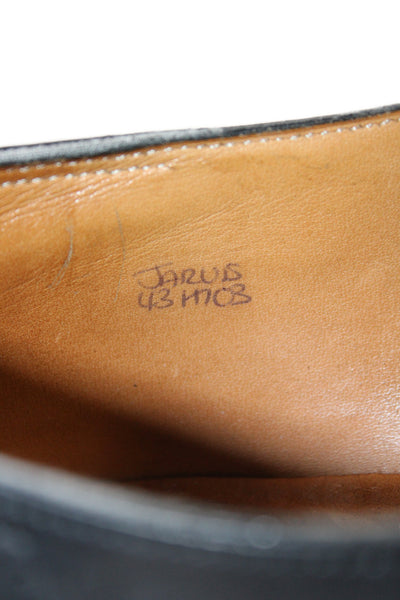 Hermes Paris Mens Leather Buckled Slip On Dress Shoes Black Size 12