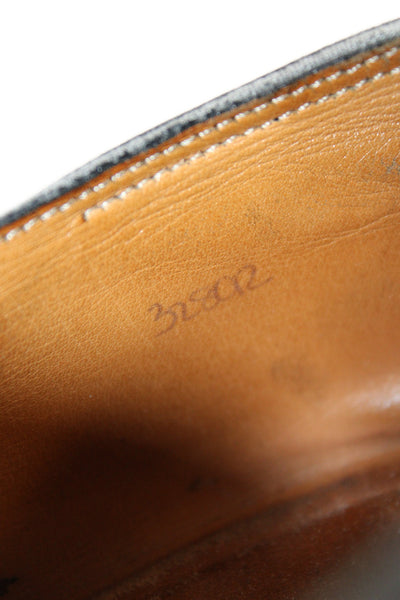 Hermes Paris Mens Leather Buckled Slip On Dress Shoes Black Size 12