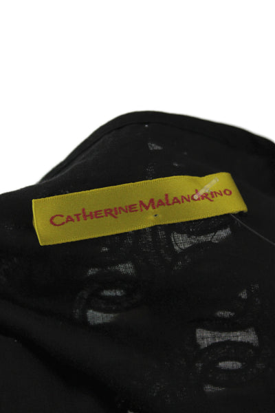 Catherine Malandrino Women Black V Neck Cotton Short Sleeve Basic Blouse Size S