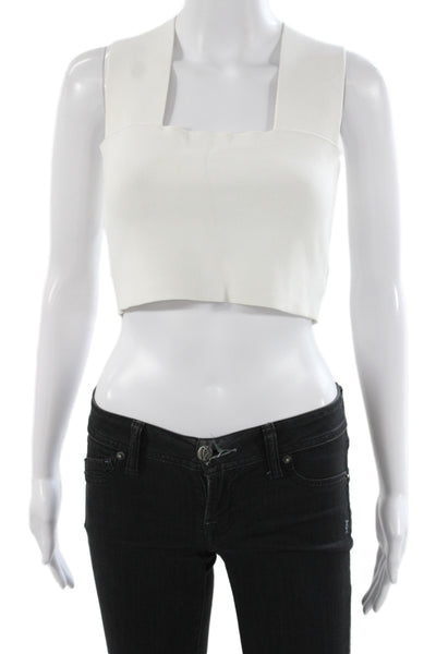 A.L.C. Womens Cropped Tank White Square Neck Sleeveless Rayon Size S