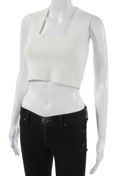 A.L.C. Womens Cropped Tank White Square Neck Sleeveless Rayon Size S