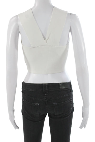 A.L.C. Womens Cropped Tank White Square Neck Sleeveless Rayon Size S