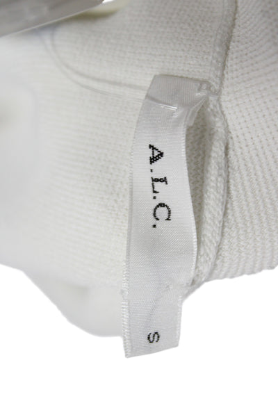A.L.C. Womens Cropped Tank White Square Neck Sleeveless Rayon Size S