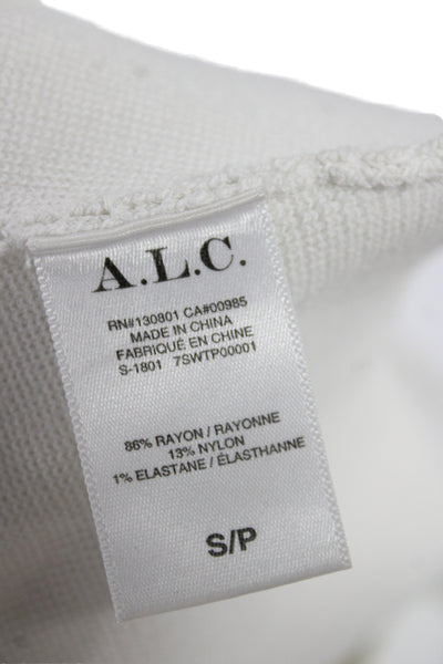 A.L.C. Womens Cropped Tank White Square Neck Sleeveless Rayon Size S