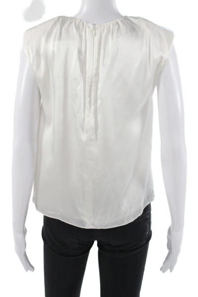 Frame Women Basic Silk Sleeveless Round Neck Blouse White Size XS