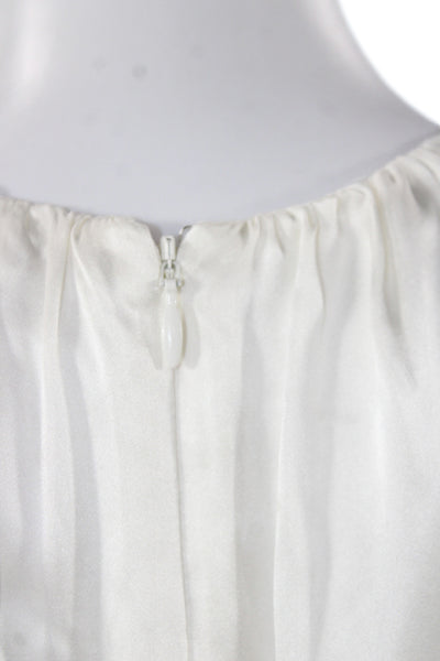 Frame Women Basic Silk Sleeveless Round Neck Blouse White Size XS