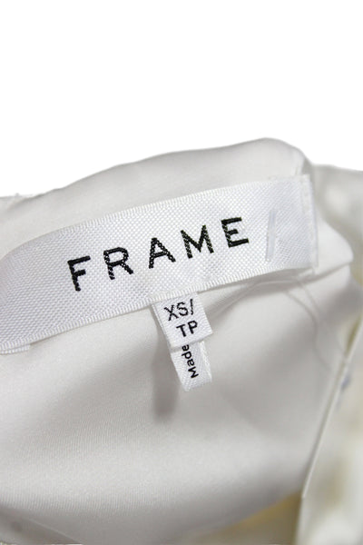 Frame Women Basic Silk Sleeveless Round Neck Blouse White Size XS