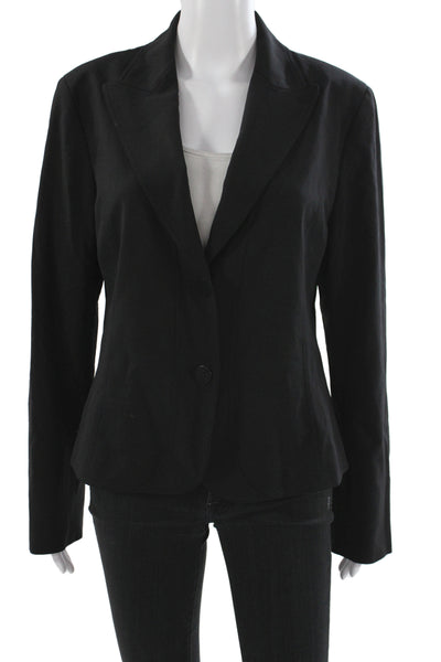 Lafayette 148 New York Women Basic Jacket Black Wool Button Long Sleeve Size 10