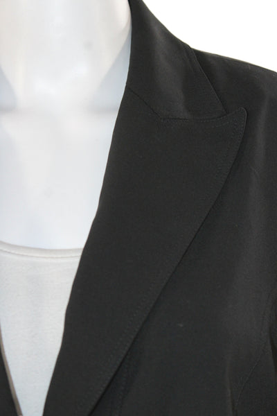 Lafayette 148 New York Women Basic Jacket Black Wool Button Long Sleeve Size 10
