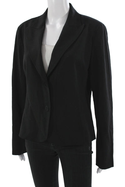 Lafayette 148 New York Women Basic Jacket Black Wool Button Long Sleeve Size 10
