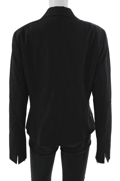 Lafayette 148 New York Women Basic Jacket Black Wool Button Long Sleeve Size 10