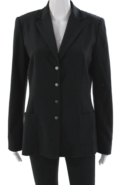 Elie Tahari Womens Black Basic Jacket Rayon Button Long Sleeve Size 10