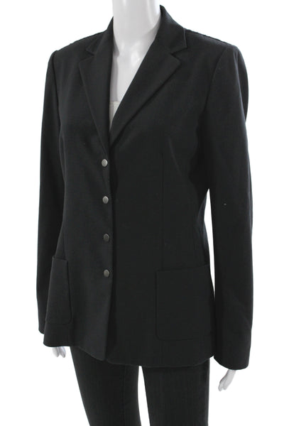 Elie Tahari Womens Black Basic Jacket Rayon Button Long Sleeve Size 10