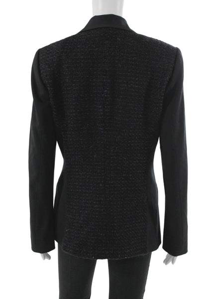Elie Tahari Womens Black Basic Jacket Rayon Button Long Sleeve Size 10