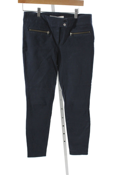 Veronica Beard Womens Ankle Pants Blue Button Fly 96% Cotton Size 6