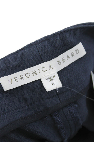 Veronica Beard Womens Ankle Pants Blue Button Fly 96% Cotton Size 6