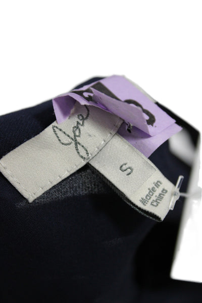 Joie Women Blue 100% Silk Basic Collared Sleeveless Blouse Button Size S
