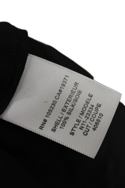Joie Women Basic Black Silk V-Neck Long Sleeve Blouse Button Cuff Size XS