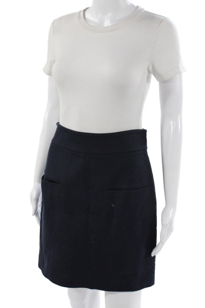 3.1 Phillip Lim Womens Blue Mini Skirt Zip 97% Cotton Size 6
