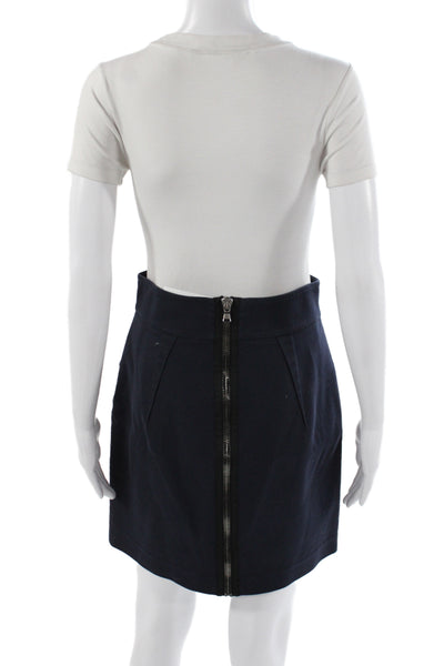 3.1 Phillip Lim Womens Blue Mini Skirt Zip 97% Cotton Size 6