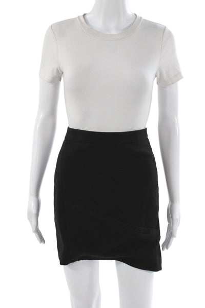 IRO Women Mini Skirt Black Tiacetate Zip Minimalist Size 40