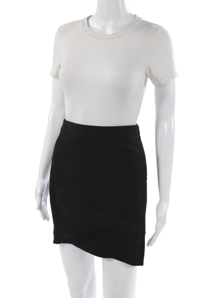 IRO Women Mini Skirt Black Tiacetate Zip Minimalist Size 40
