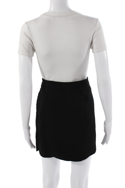 IRO Women Mini Skirt Black Tiacetate Zip Minimalist Size 40