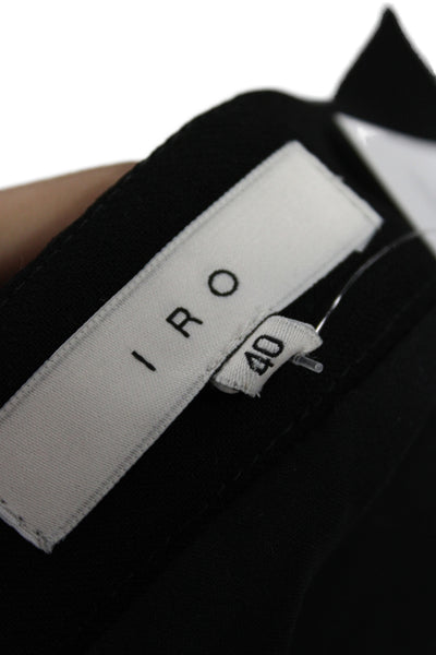 IRO Women Mini Skirt Black Tiacetate Zip Minimalist Size 40