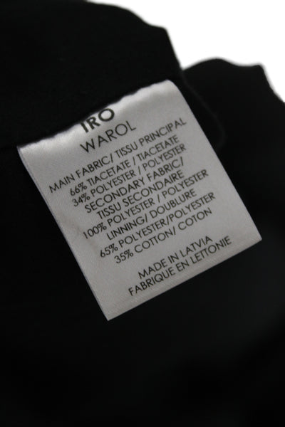 IRO Women Mini Skirt Black Tiacetate Zip Minimalist Size 40