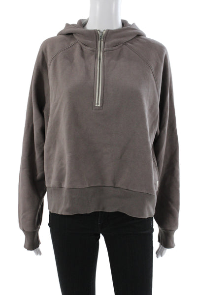 Vuori Womens Brown Pullover Hoodie High Neck Zip Long Sleeve Size L