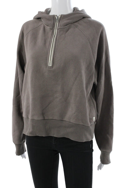 Vuori Womens Brown Pullover Hoodie High Neck Zip Long Sleeve Size L