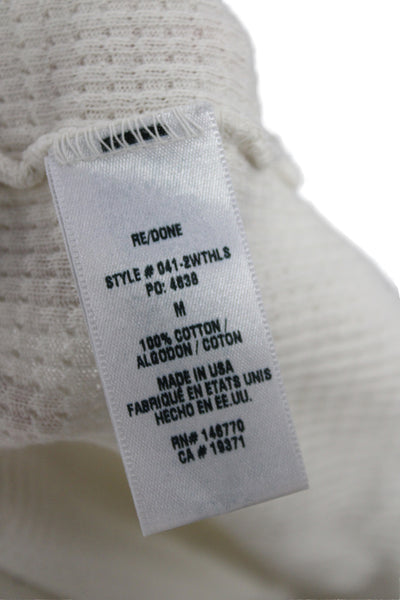 Re/Done Womens Basic White Long Sleeve Crew Neck Cotton T-Shirt Size M