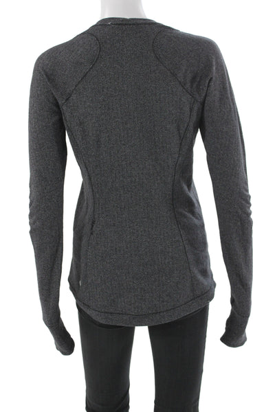 Lululemon Women Pullover Casual Gray Herringbone Crew Neck Polyester Size S
