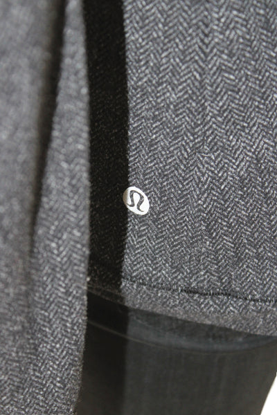 Lululemon Women Pullover Casual Gray Herringbone Crew Neck Polyester Size S