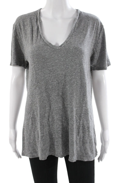 Monrow Womens Basic V-Neck Short Sleeve T-Shirt Gray Size M