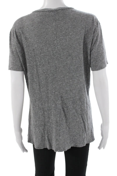 Monrow Womens Basic V-Neck Short Sleeve T-Shirt Gray Size M