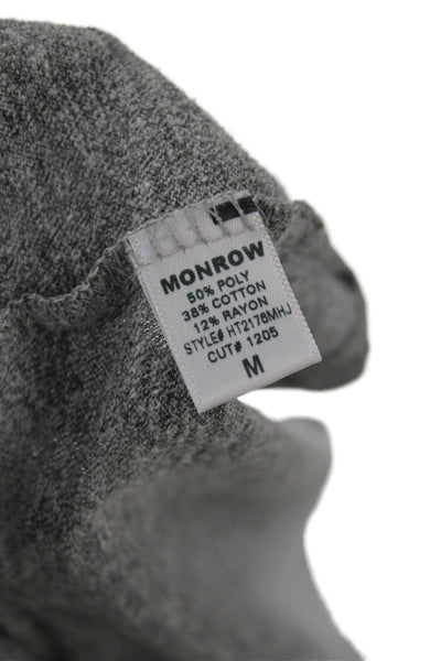 Monrow Womens Basic V-Neck Short Sleeve T-Shirt Gray Size M
