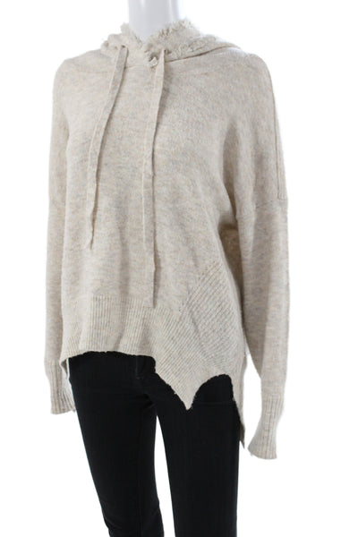 Melissa Nepton Women Beige Pullover Sweater Hooded Long Sleeve Petite Size S