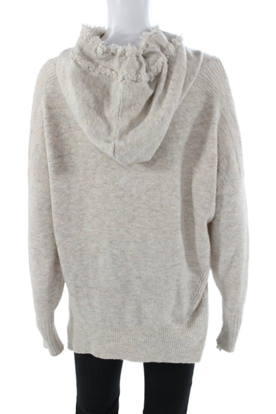 Melissa Nepton Women Beige Pullover Sweater Hooded Long Sleeve Petite Size S