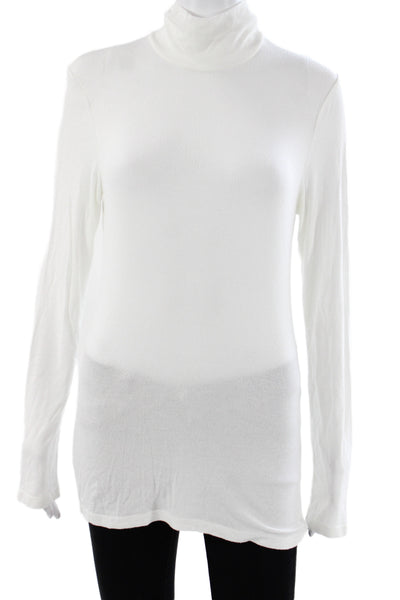 Wilfred Women Basic White Modal Turtleneck Long Sleeve T-Shirt Size L