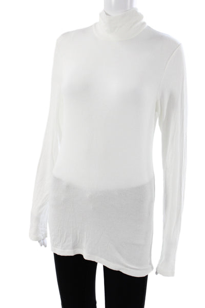 Wilfred Women Basic White Modal Turtleneck Long Sleeve T-Shirt Size L