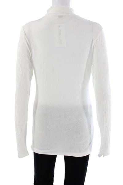 Wilfred Women Basic White Modal Turtleneck Long Sleeve T-Shirt Size L