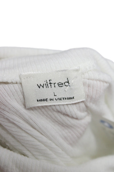 Wilfred Women Basic White Modal Turtleneck Long Sleeve T-Shirt Size L