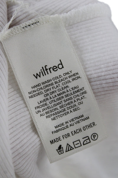Wilfred Women Basic White Modal Turtleneck Long Sleeve T-Shirt Size L