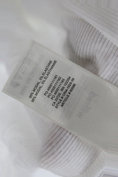 Wilfred Women Basic White Modal Turtleneck Long Sleeve T-Shirt Size L