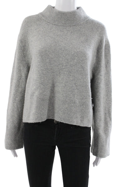 J Crew Women Pullover Sweater Gray Mock Neck Long Sleeve Size S