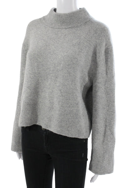 J Crew Women Pullover Sweater Gray Mock Neck Long Sleeve Size S