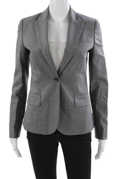 Theory Women Basic Wool Gray Button Long Sleeve Jacket Business Size 2