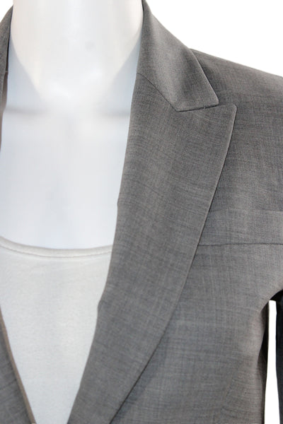 Theory Women Basic Wool Gray Button Long Sleeve Jacket Business Size 2