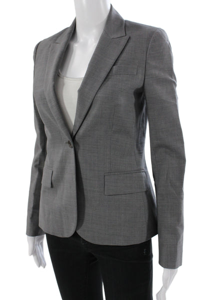 Theory Women Basic Wool Gray Button Long Sleeve Jacket Business Size 2